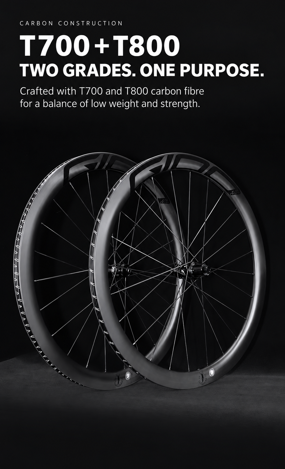 GIOO FS Carbon Wheelset | 50mm & 58mm | Quick-Release & Thru-Axle