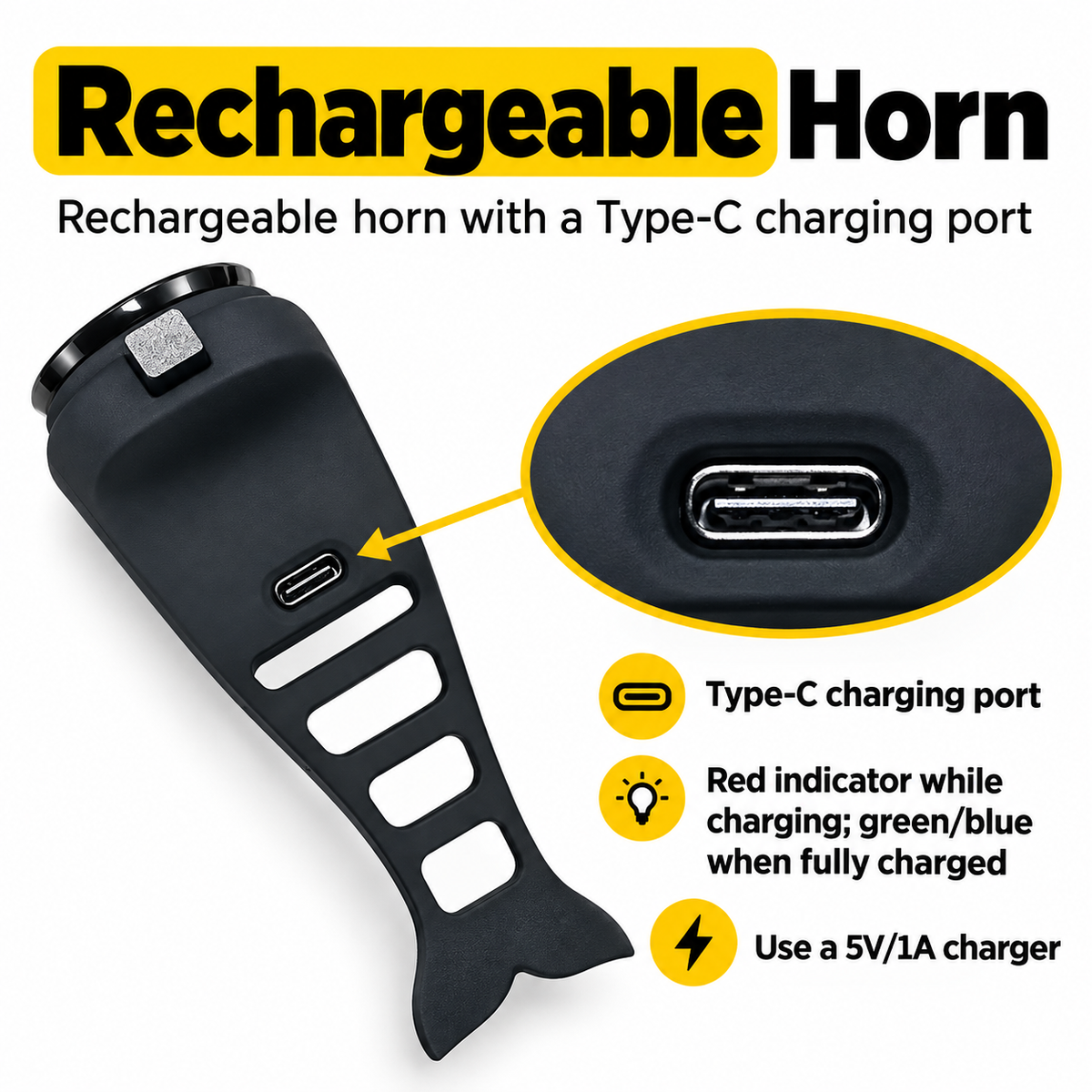 Rechargeable Electronic Bike Horn – 120dB